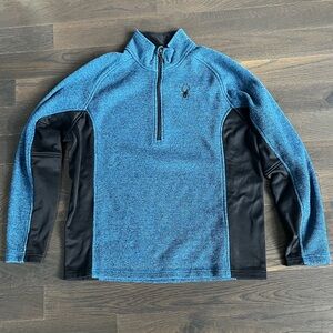 Spyder Men's Blue and Black Half-Zip Pullover